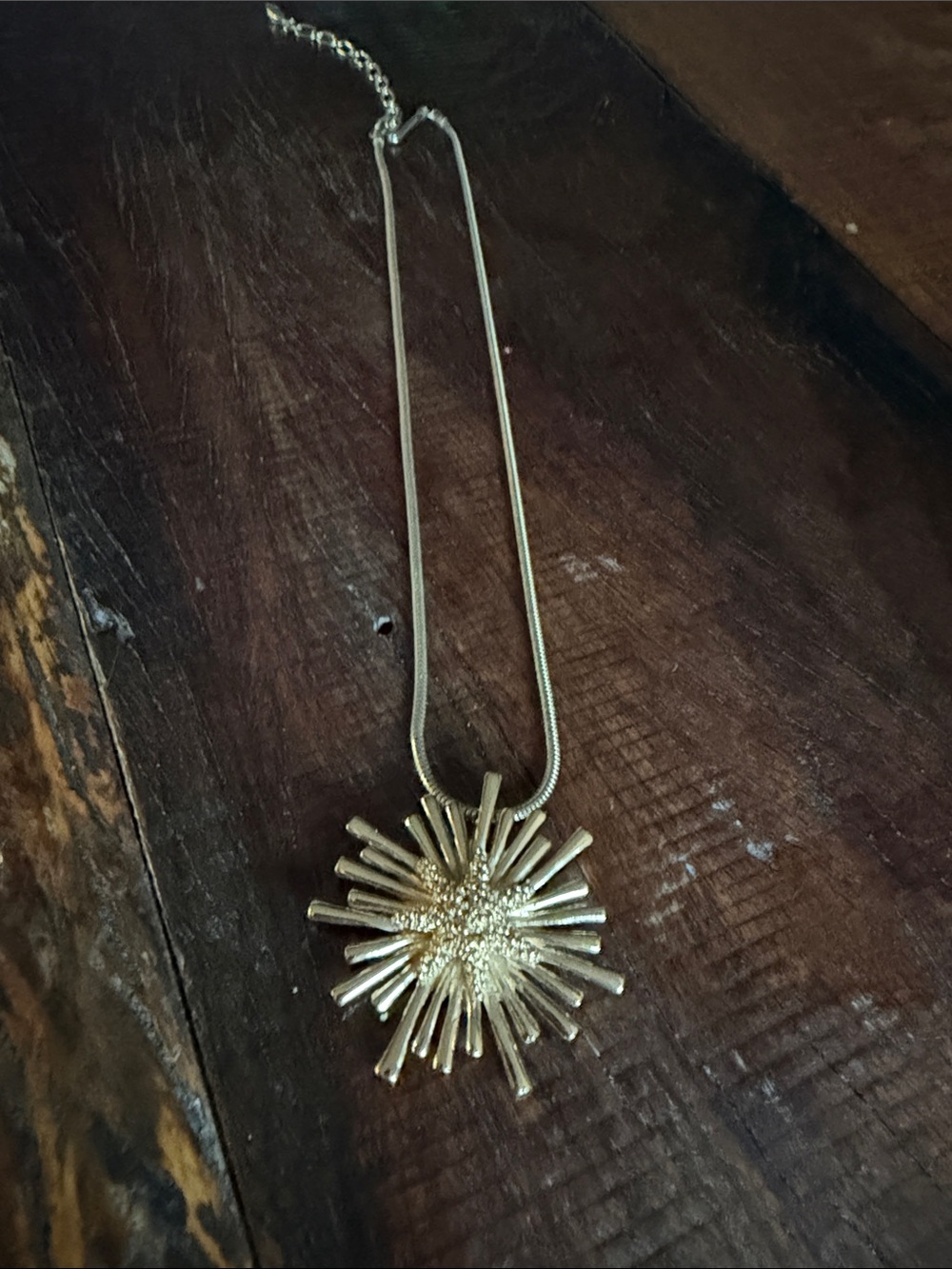 Monet Gold Starburst Pendant Necklace vintage